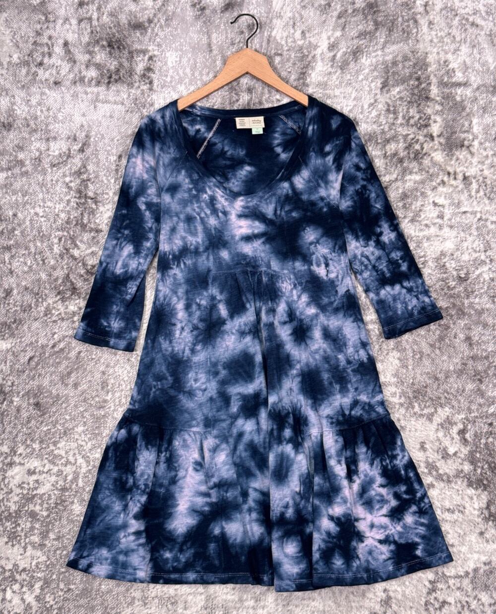 Anthropologie Dress XS Womens Saturday Sunday Blue Tie Dye Cotton Modal
